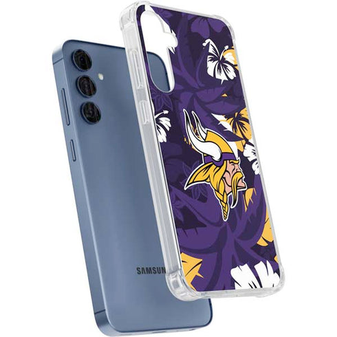 NFL Minnesota Vikings Tropical Print Galaxy A35 5G Clear Case